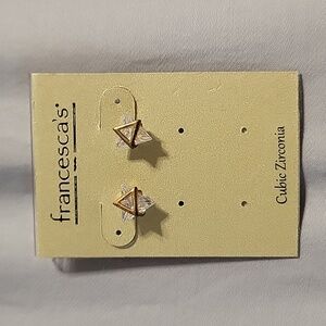 Francesca's cubic zirconia triangular post earrings